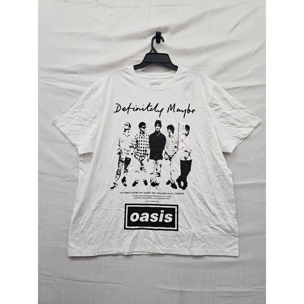 Oasis Mens Definitely Maybe Graphic T-Shirt White Cotton Blend Casual Size XXL